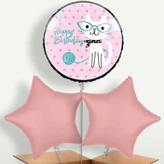 Purrfect Cat Trio Balloon Bunch inflated with Helium | Party Save Smile