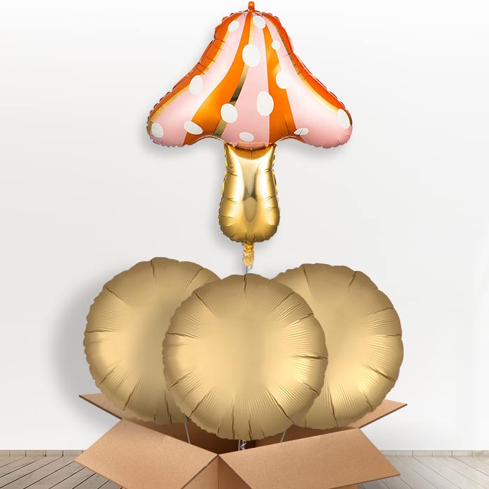 Red Mushroom Giant Helium Balloon in a Box-Giant Balloon + 3 Plain Balloons | Party Save Smile