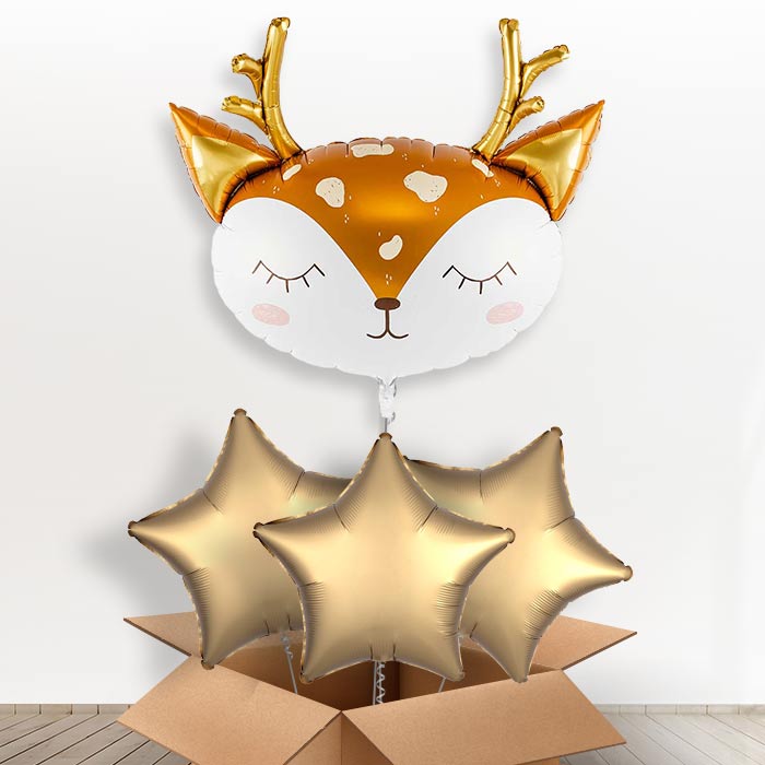 Deer Giant Helium Balloon in a Box-Giant Balloon + 3 Plain Balloons | Party Save Smile