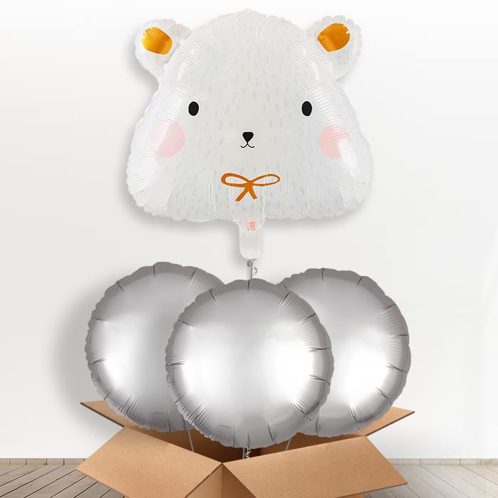 Polar Bear Giant Helium Balloon in a Box-Giant Balloon + 3 Plain Balloons | Party Save Smile