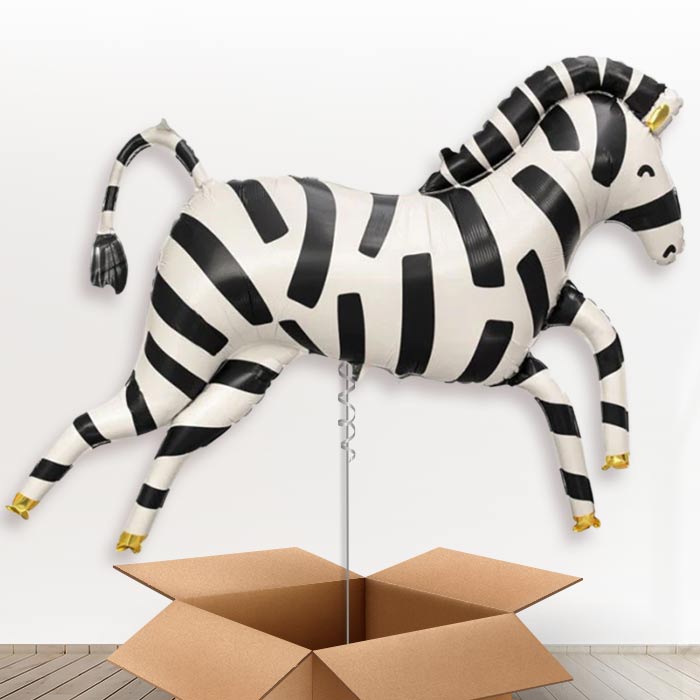 Zebra Shaped Helium Filled Balloon in a Box - 1 x Giant Balloon | Party Save Smile