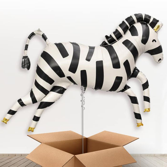 Zebra Shaped Helium Filled Balloon in a Box - 1 x Giant Balloon | Party Save Smile