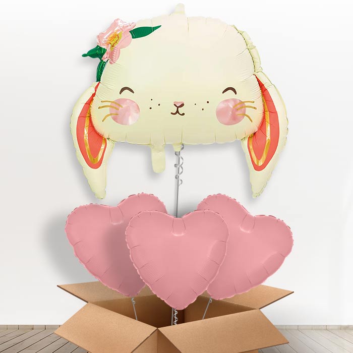 Rabbit Head Giant Helium Balloon in a Box-Giant Balloon + 3 Plain Balloons | Party Save Smile