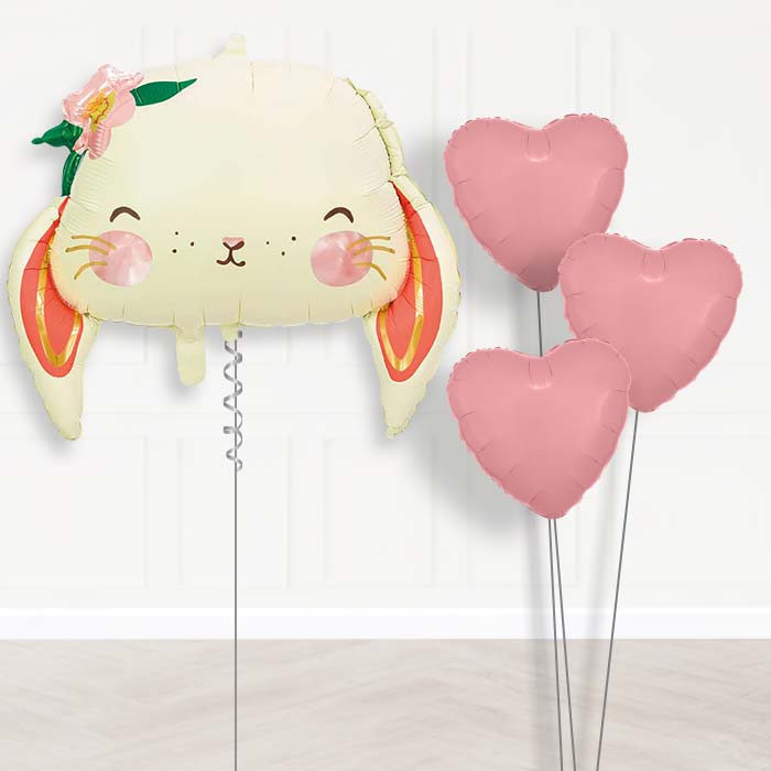 Rabbit Head Balloon Bouquet Delivery-Giant Balloon + 3 Plain Balloons | Party Save Smile