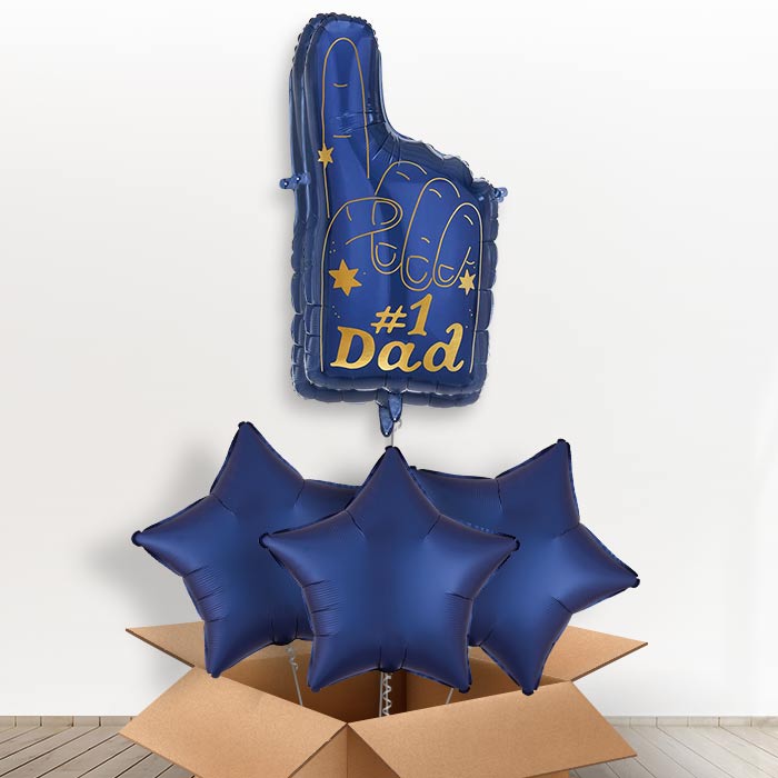 Number 1 Dad Giant Helium Balloon in a Box-Giant Balloon + 3 Plain Balloons | Party Save Smile