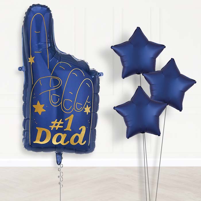 Number 1 Dad Balloon Bouquet Delivery-Giant Balloon + 3 Plain Balloons | Party Save Smile