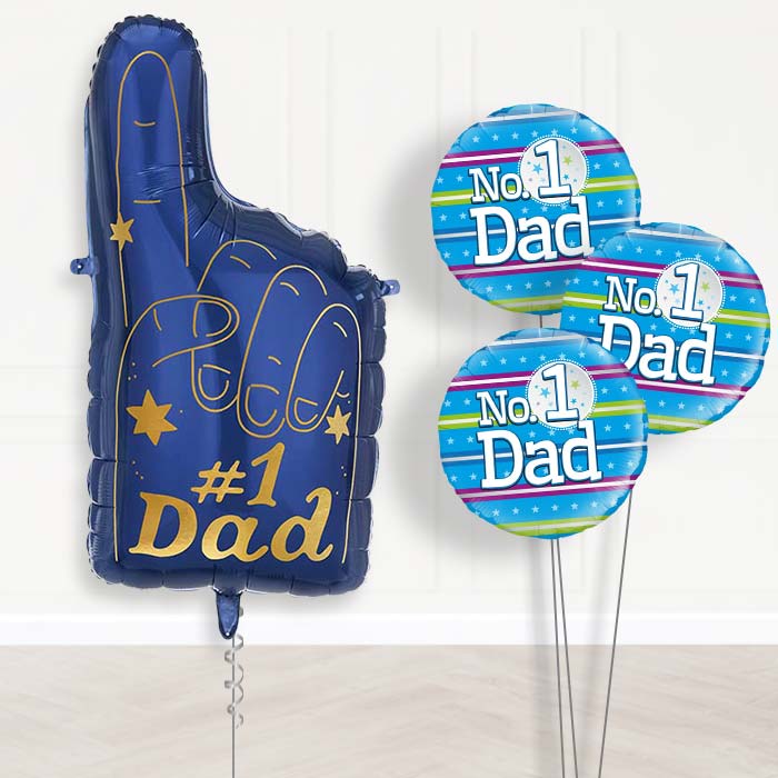 Number 1 Dad Balloon Bouquet Delivery-Giant Balloon + 3 Themed Balloons | Party Save Smile