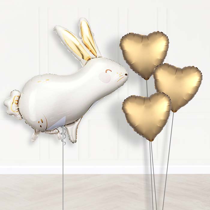 Hare Balloon Bouquet Delivery-Giant Balloon + 3 Plain Balloons | Party Save Smile