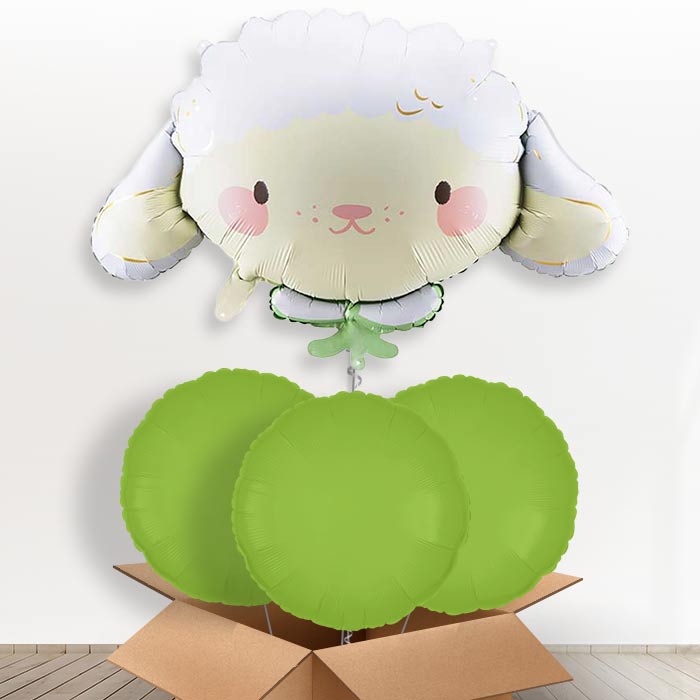 Sheep Giant Helium Balloon in a Box-Giant Balloon + 3 Plain Balloons | Party Save Smile