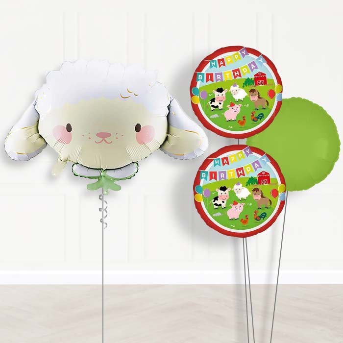 Sheep Balloon Bouquet Delivery-Giant Balloon + 2 Themed Balloons + 1 Plain Balloon | Party Save Smile