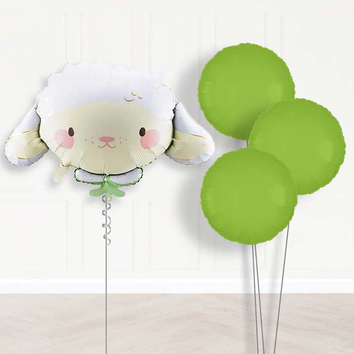 Sheep Balloon Bouquet Delivery-Giant Balloon + 3 Plain Balloons | Party Save Smile