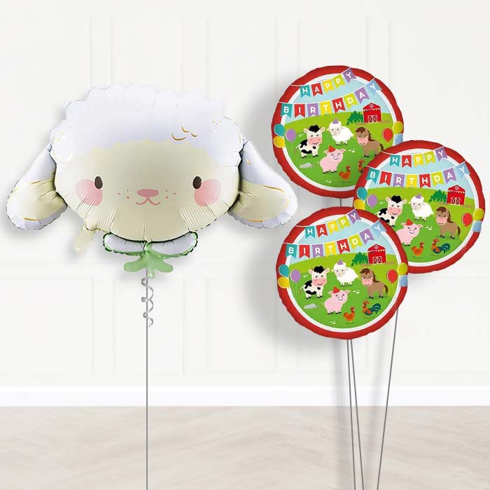 Sheep Balloon Bouquet Delivery-Giant Balloon + 3 Themed Balloons | Party Save Smile