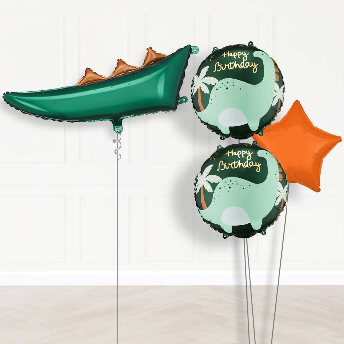 Dinosaur Tail Balloon Bouquet Delivery-Giant Balloon + 2 Themed Balloons + 1 Plain Balloon | Party Save Smile