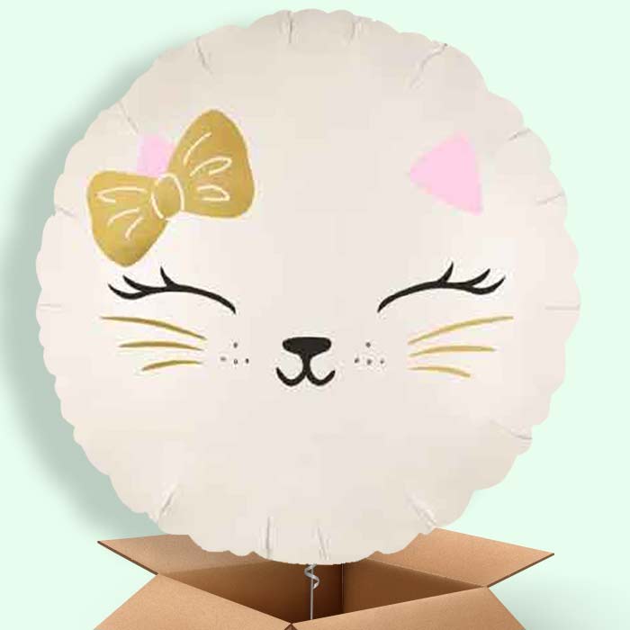 White Cat Helium Balloon in a Box - 1 Balloon | Party Save Smile