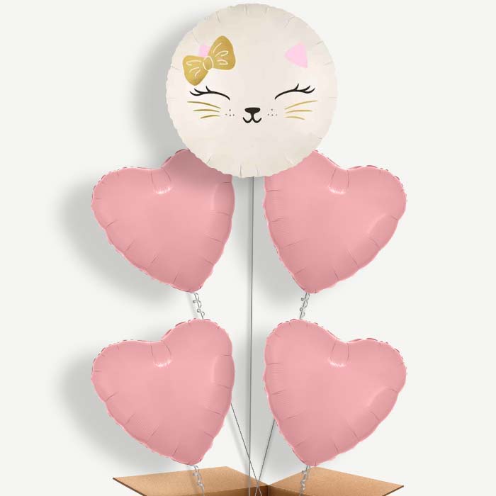 White Cat 5 Helium Cluster Balloons | Party Save Smile