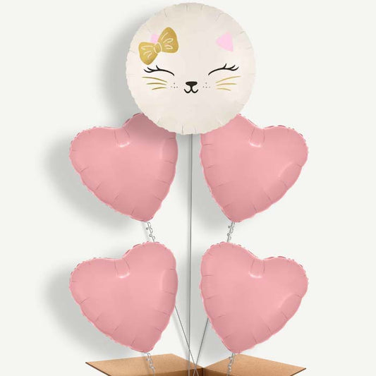 White Cat 5 Helium Cluster Balloons | Party Save Smile