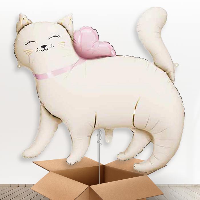 White Kitty Giant Helium Balloon in a Box-Giant Balloon | Party Save Smile