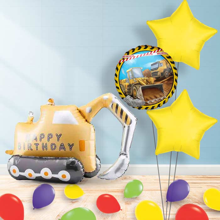 Inflated Excavator Balloon in a Box-Package | Party Save Smile