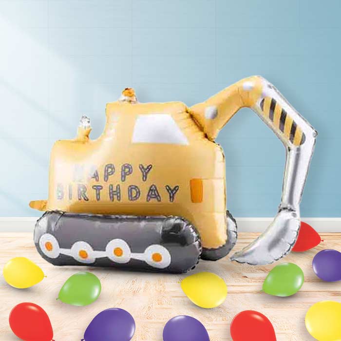 Inflated Excavator Balloon in a Box-Air Filled Balloon and Latex | Party Save Smile