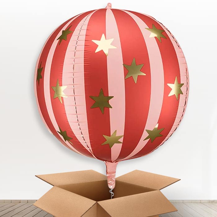 Red Starry Circus Globe Giant Helium Balloon in a Box-Giant Balloon | Party Save Smile