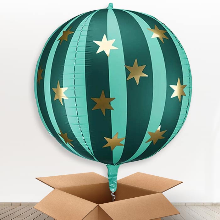 Green Starry Circus Globe Giant Helium Balloon in a Box-Giant Balloon | Party Save Smile