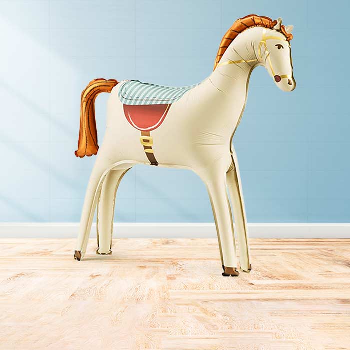 Inflated White Horse Balloon in a Box-Air Filled Balloon | Party Save Smile