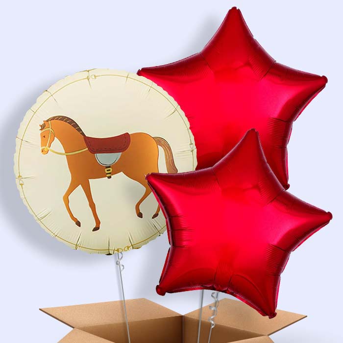 Brown Horse Helium Balloon in a Box - 3 Balloons | Party Save Smile