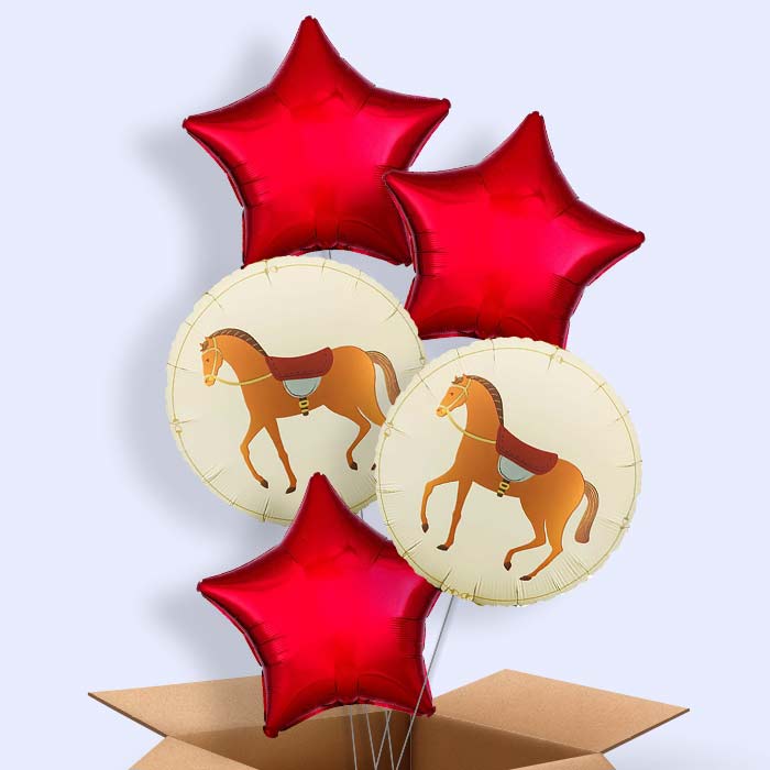 Brown Horse Helium Balloon in a Box - 5 Balloons | Party Save Smile