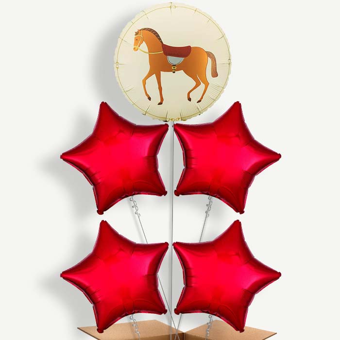 Brown Horse 5 Helium Cluster Balloons | Party Save Smile