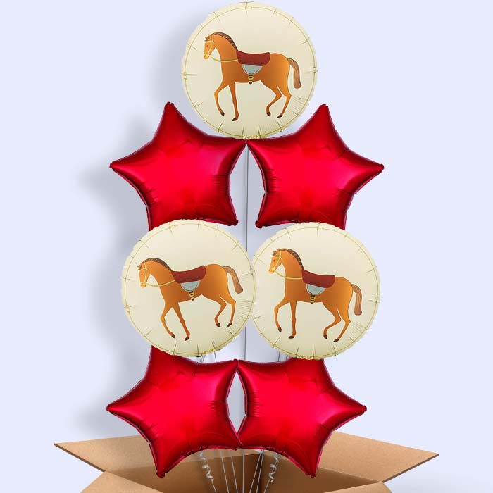 Brown Horse Helium Balloon in a Box - 7 Balloons | Party Save Smile