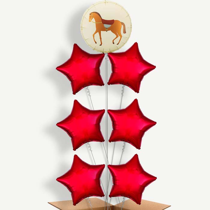 Brown Horse 7 Helium Balloon Arrangement | Party Save Smile