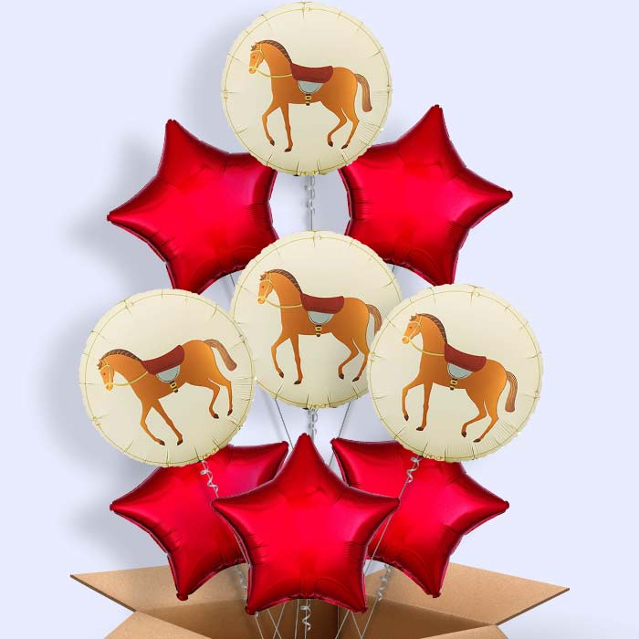 Brown Horse Helium Balloon in a Box - 9 Balloons | Party Save Smile