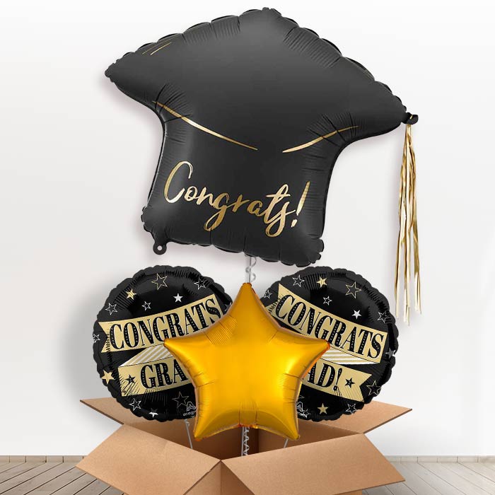 Congratulation Graduation Cap Helium Balloons in a Box - Party Save Smile