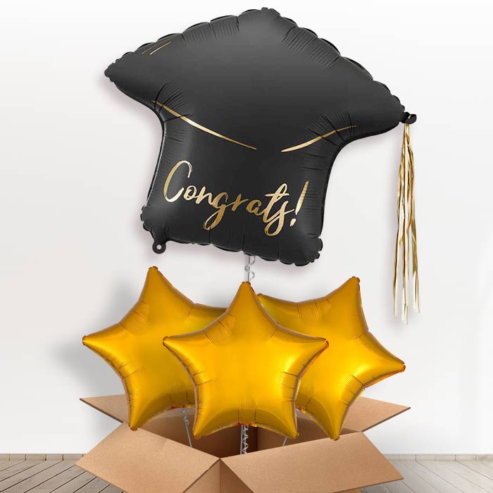 Congratulation Graduation Cap Helium Balloons in a Box - Party Save Smile
