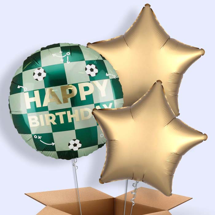 Football Happy Birthday Helium Balloon in a Box - 3 Balloons | Party Save Smile