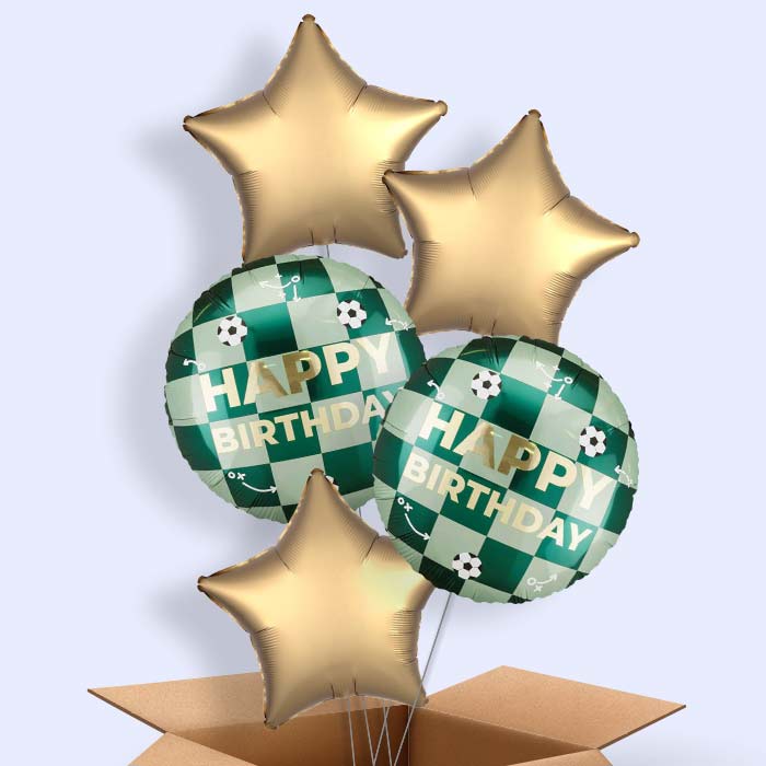 Football Happy Birthday Helium Balloon in a Box - 5 Balloons | Party Save Smile