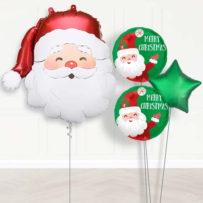 Santa Claus Balloon Bouquet Delivery-Giant Balloon + 2 Themed Balloons + 1 Plain Balloon | Party Save Smile