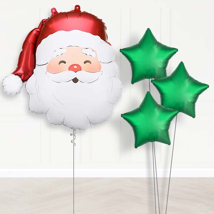 Santa Claus Balloon Bouquet Delivery-Giant Balloon + 3 Plain Balloons | Party Save Smile