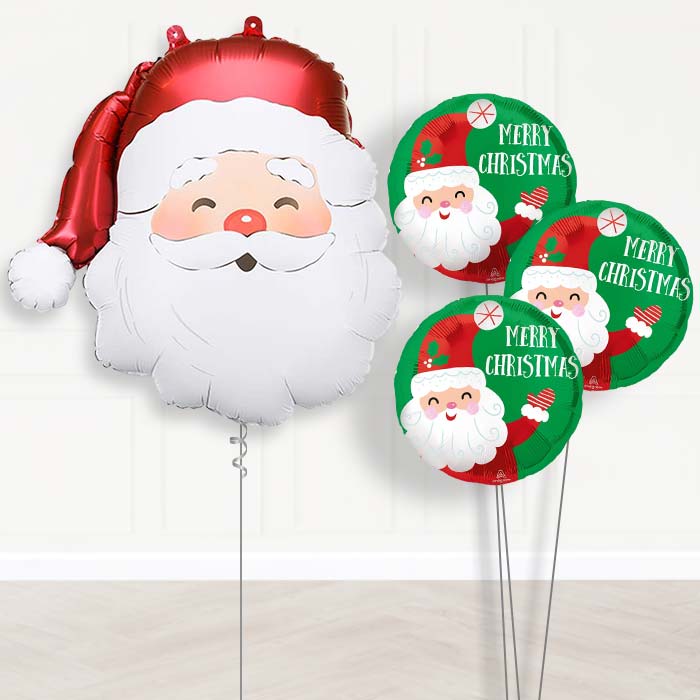 Santa Claus Balloon Bouquet Delivery-Giant Balloon + 3 Themed Balloons | Party Save Smile
