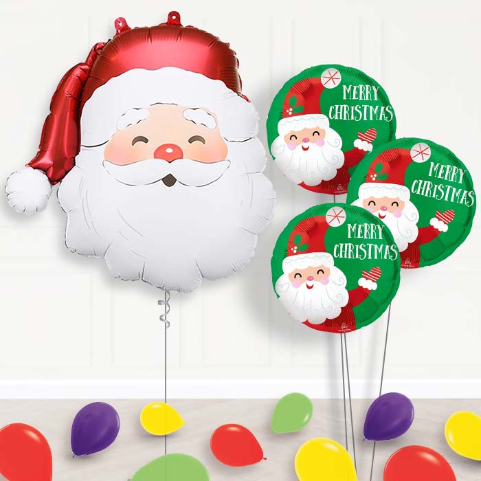 Santa Claus Balloon Bouquet Delivery-Giant Balloon + 3 Themed Balloons + Mini Balloons | Party Save Smile