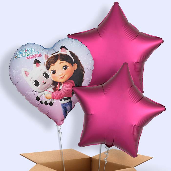 Gabby Dollhouse Heart Helium Balloon in a Box - 3 Balloons | Party Save Smile