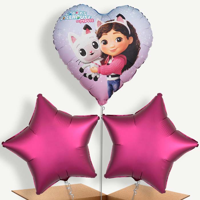 Gabby Dollhouse Heart Bunch of Balloons (Trio) | Party Save Smile