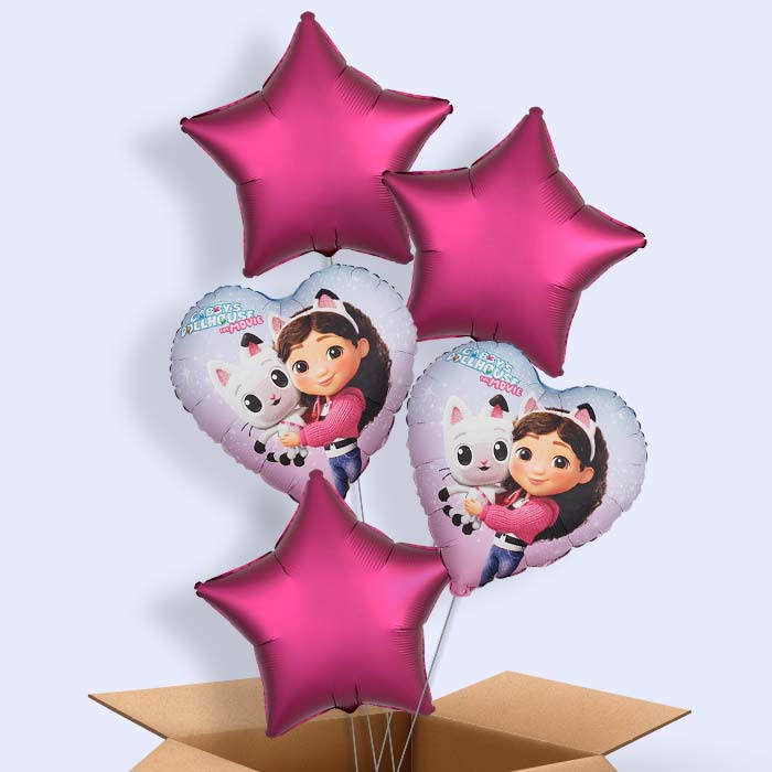 Gabby Dollhouse Heart Helium Balloon in a Box - 5 Balloons | Party Save Smile