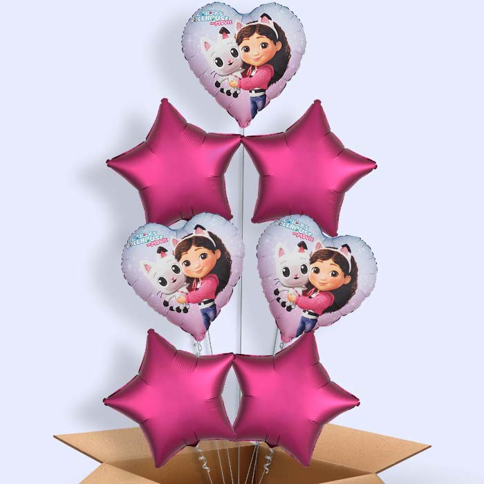 Gabby Dollhouse Heart Helium Balloon in a Box - 7 Balloons | Party Save Smile