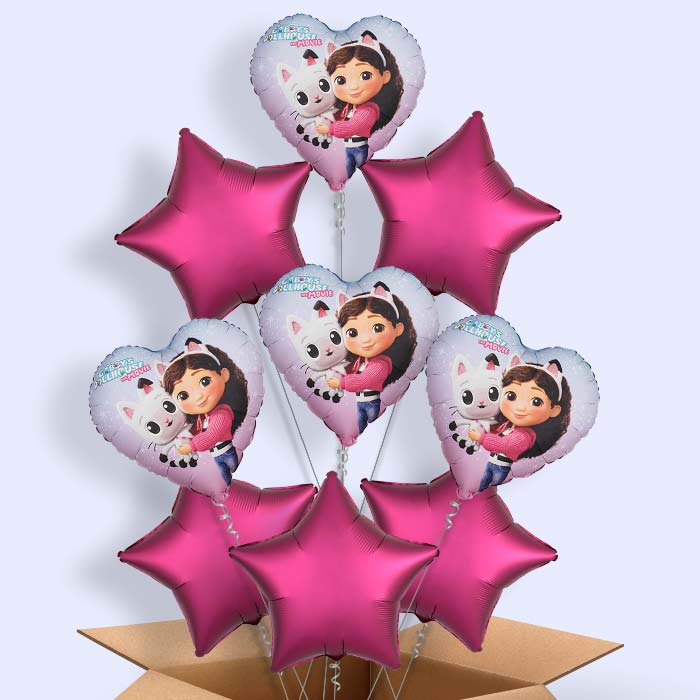Gabby Dollhouse Heart Helium Balloon in a Box - 9 Balloons | Party Save Smile