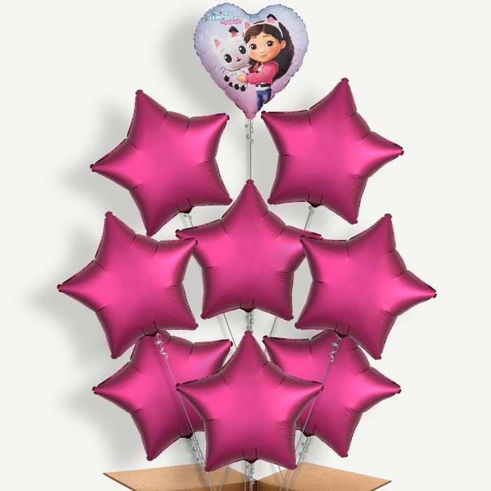 Gabby Dollhouse Heart 9 Helium Balloon Bundle | Party Save Smile