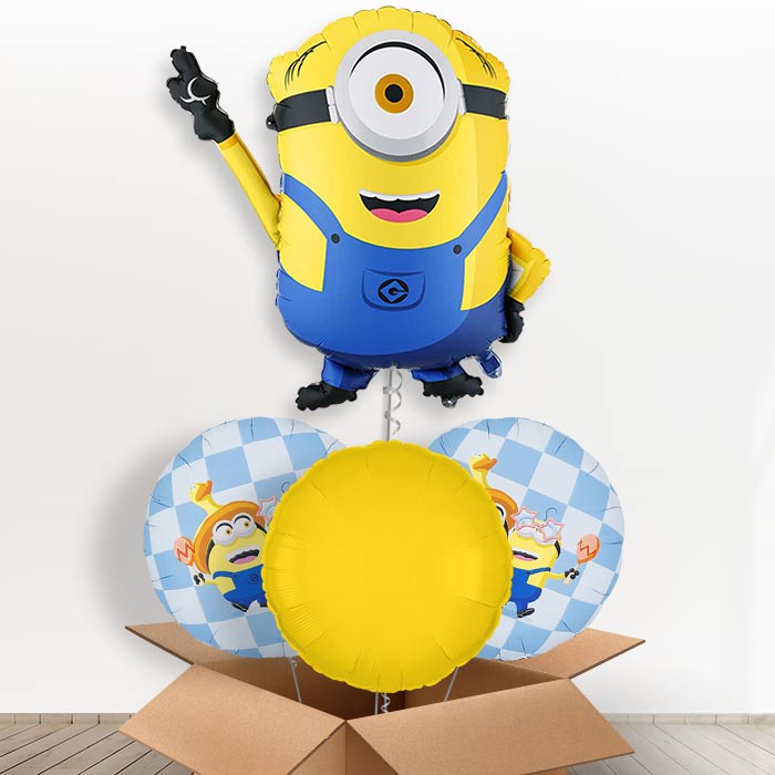 Minion Mel Giant Helium Balloon in a Box-Giant Balloon + 2 Themed Balloons + 1 Plain Balloon | Party Save Smile