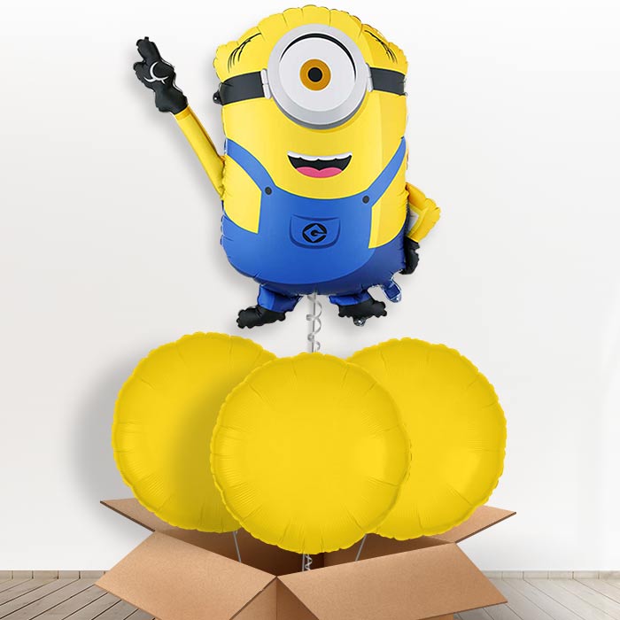 Minion Mel Giant Helium Balloon in a Box-Giant Balloon + 3 Plain Balloons | Party Save Smile