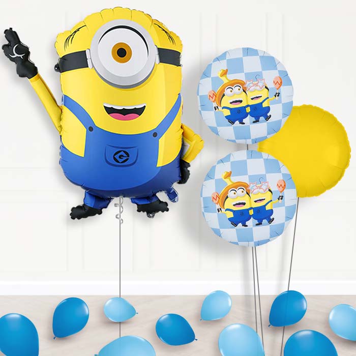 Minion Mel Balloon Bouquet Delivery-Giant Balloon + 2 Themed Balloons + 1 Plain Balloon + Mini Balloons | Party Save Smile