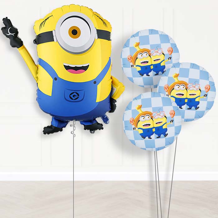 Minion Mel Balloon Bouquet Delivery-Giant Balloon + 3 Themed Balloons | Party Save Smile